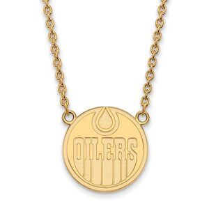 14k Yellow Gold NHL Edmonton Oilers Large Necklace, 18 Inch
